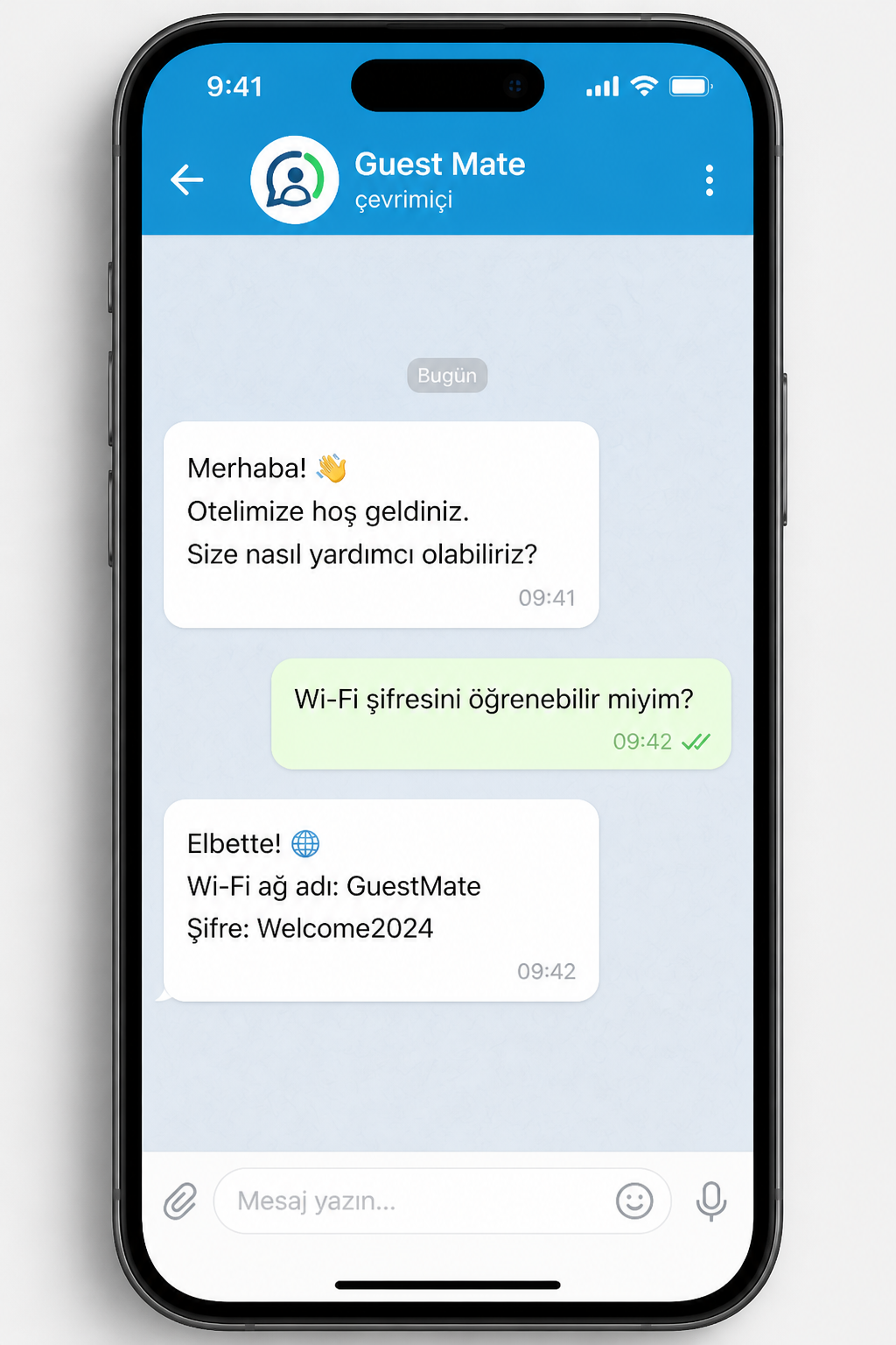 Guest Mate Telegram asistan sohbeti