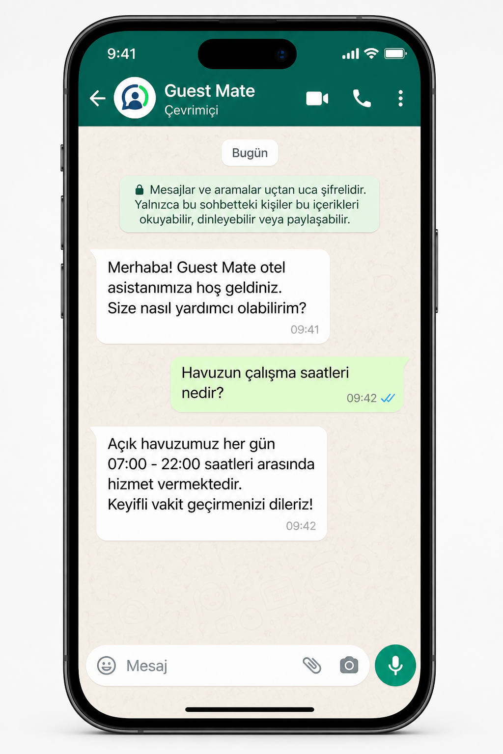 Guest Mate WhatsApp asistan sohbeti